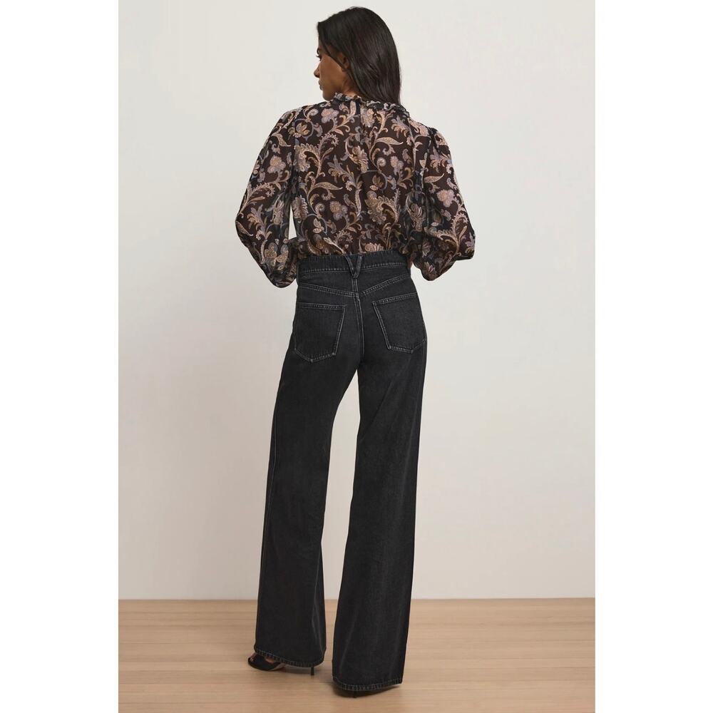 Veronica Beard Kasey Mid Rise Wide Leg Jeans Washed Onyx size 24 - Picture 5 of 10